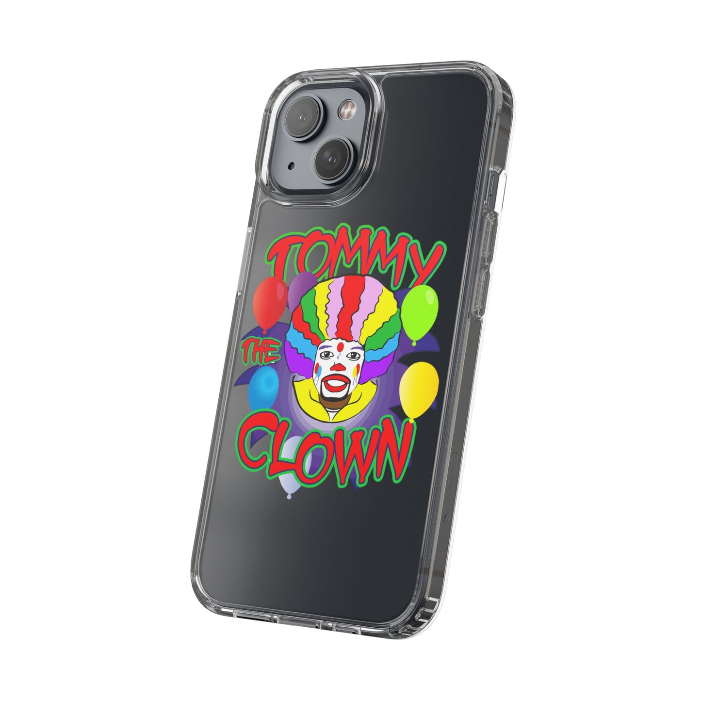 Colorful Clown Clear Phone Case - Tommy the Clown Design