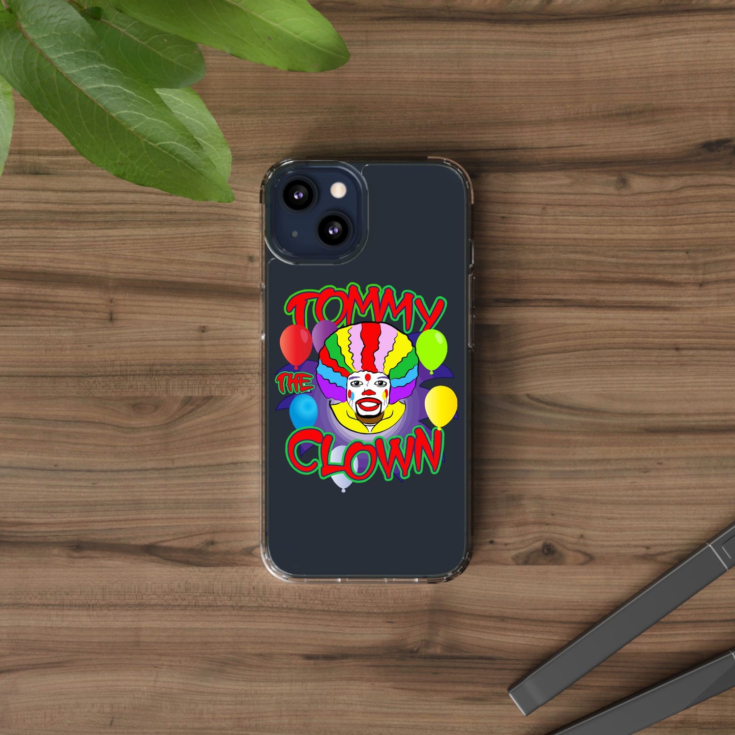Colorful Clown Clear Phone Case - Tommy the Clown Design