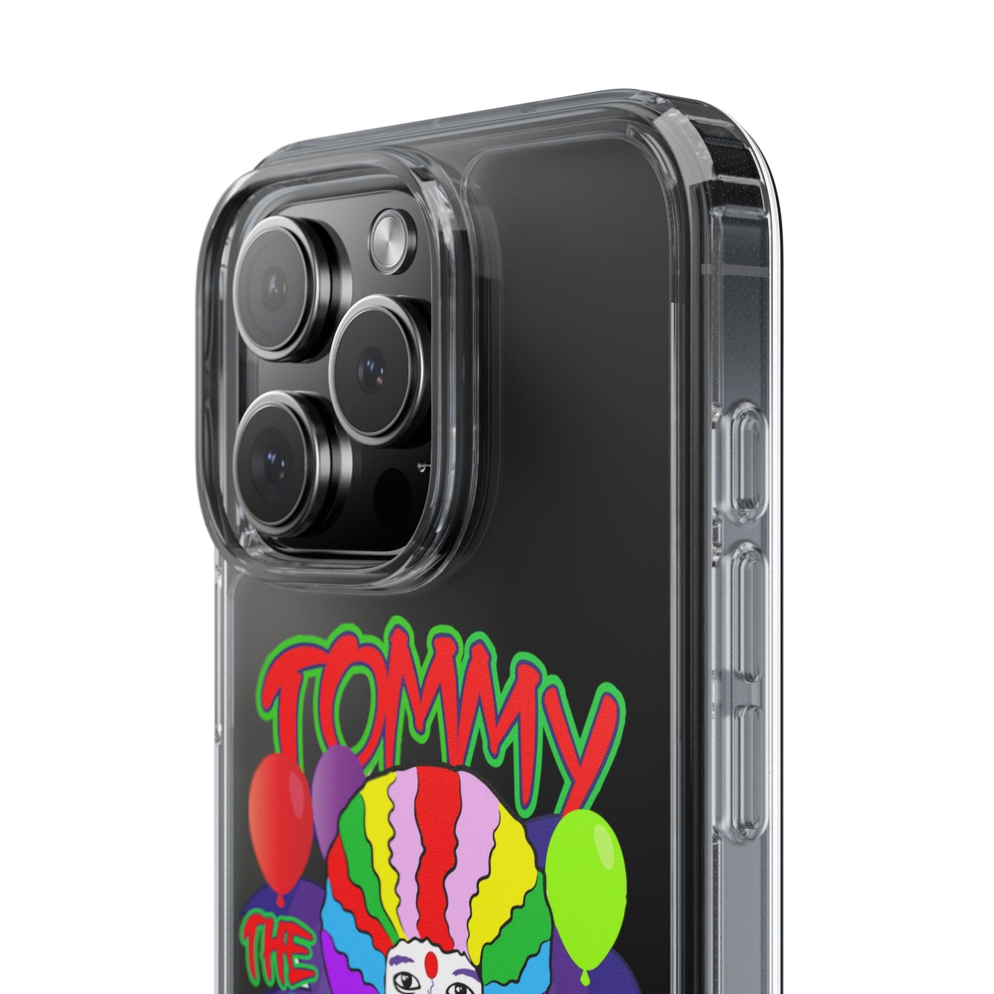 Colorful Clown Clear Phone Case - Tommy the Clown Design