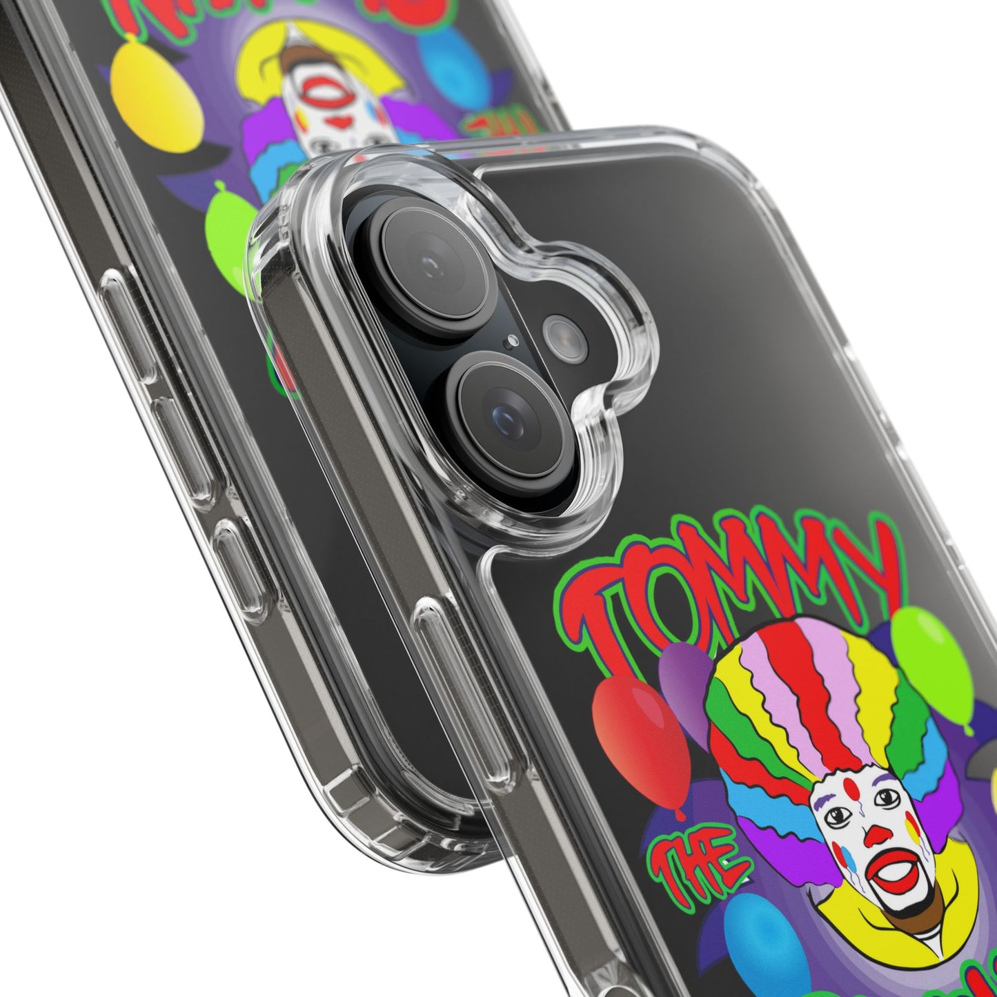 Colorful Clown Clear Phone Case - Tommy the Clown Design
