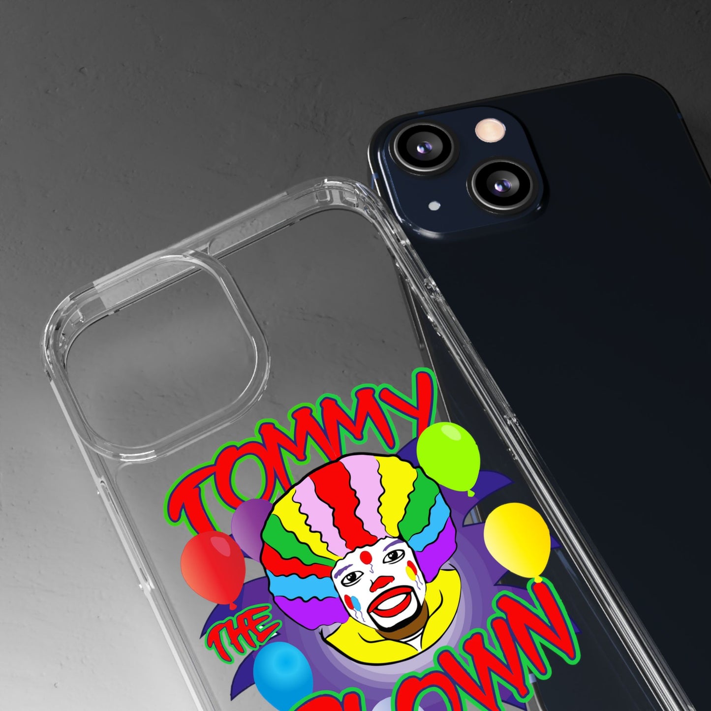 Colorful Clown Clear Phone Case - Tommy the Clown Design