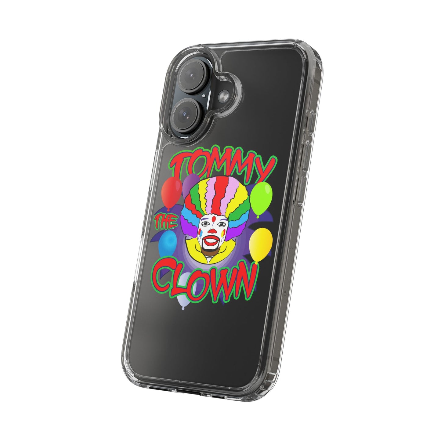 Colorful Clown Clear Phone Case - Tommy the Clown Design