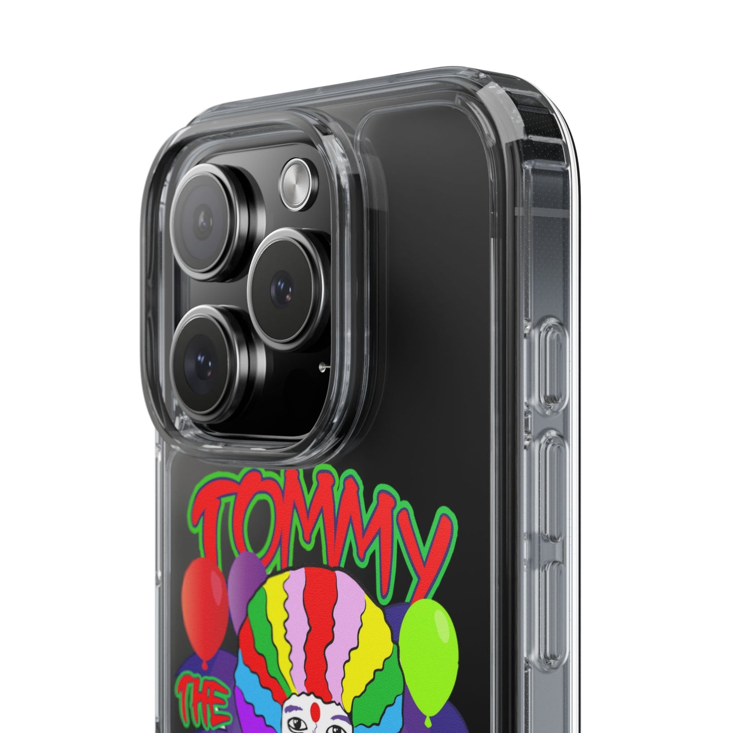 Colorful Clown Clear Phone Case - Tommy the Clown Design