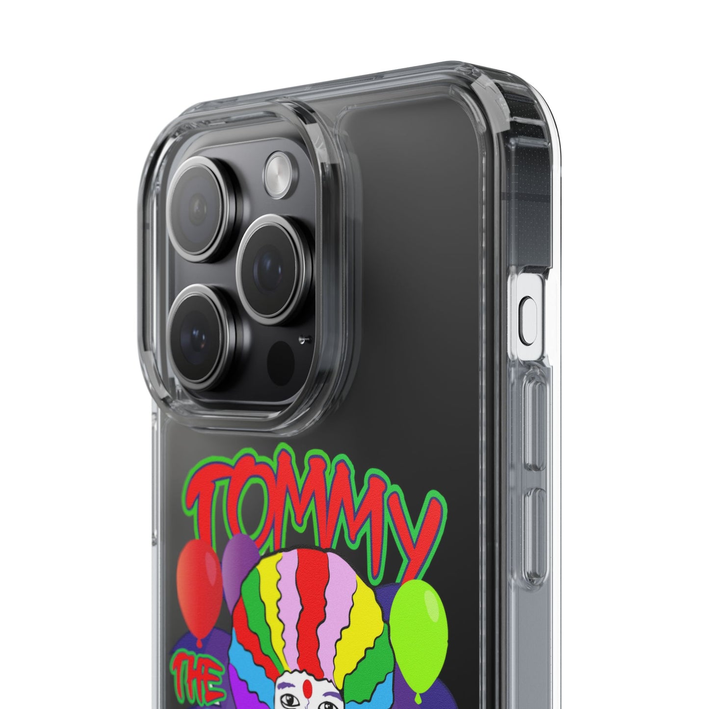 Colorful Clown Clear Phone Case - Tommy the Clown Design