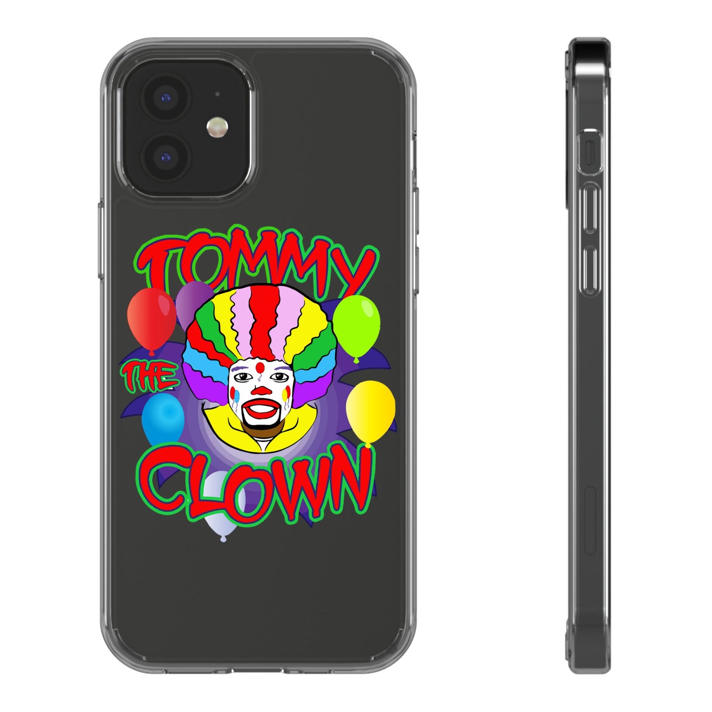 Colorful Clown Clear Phone Case - Tommy the Clown Design