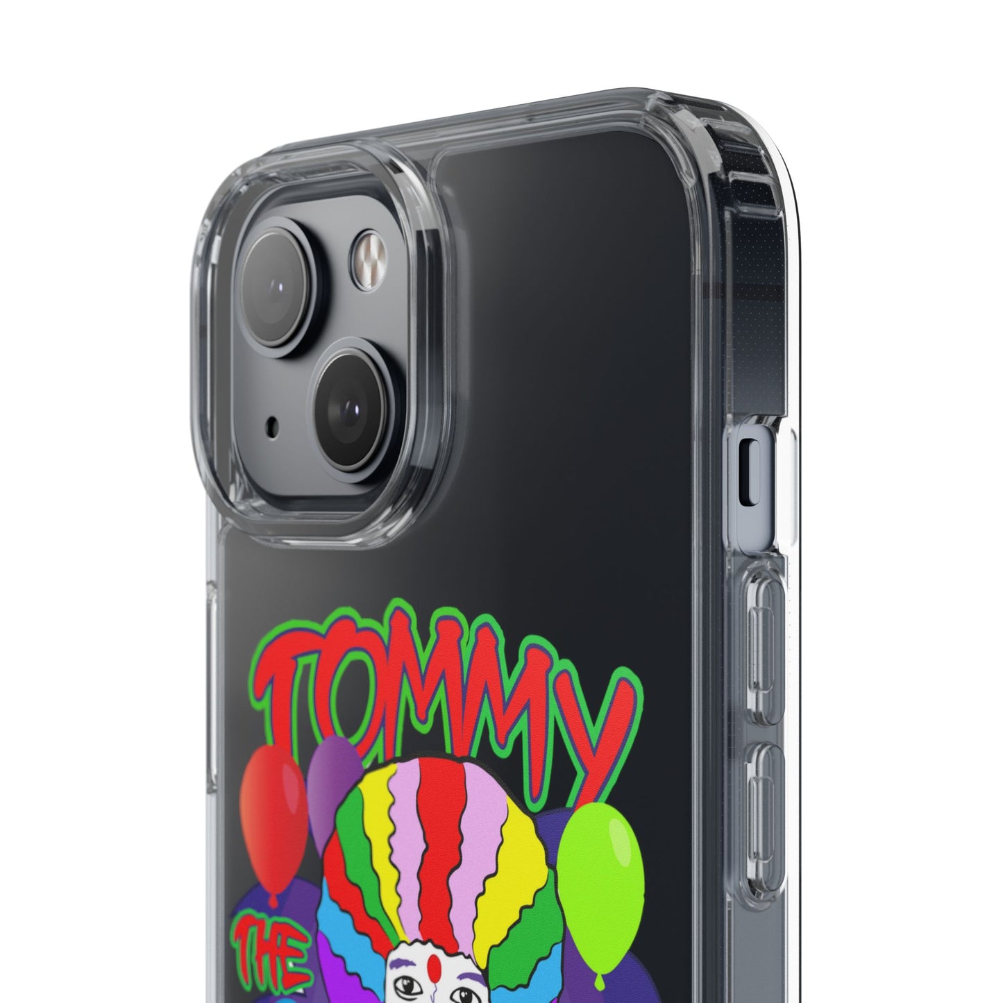 Colorful Clown Clear Phone Case - Tommy the Clown Design