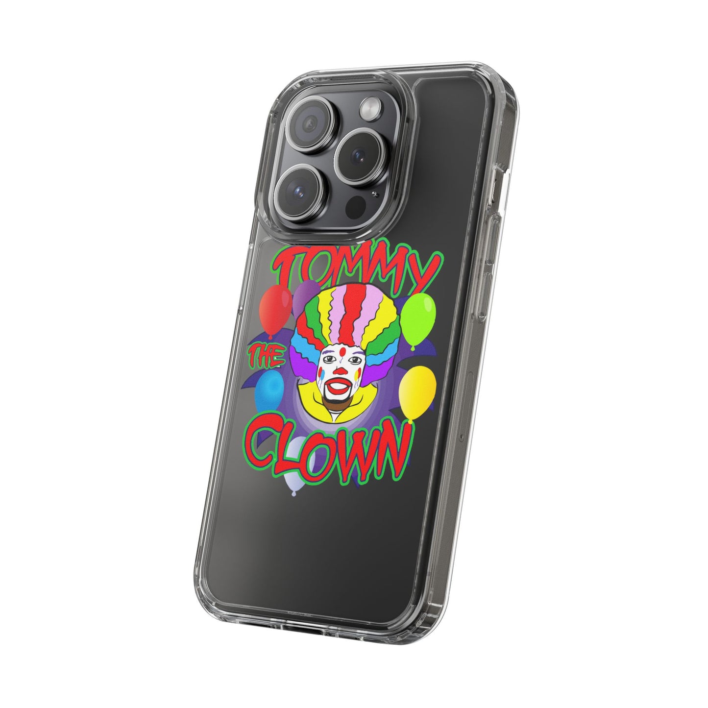 Colorful Clown Clear Phone Case - Tommy the Clown Design