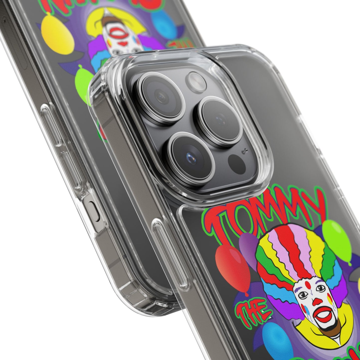 Colorful Clown Clear Phone Case - Tommy the Clown Design