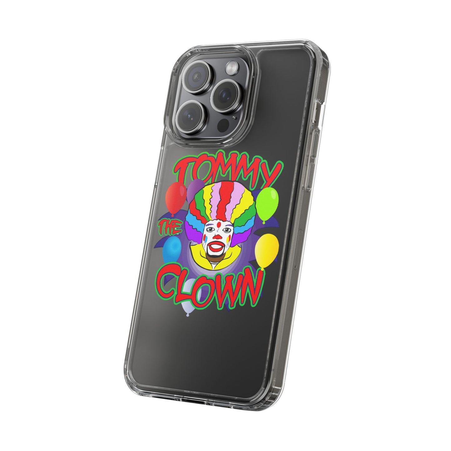 Colorful Clown Clear Phone Case - Tommy the Clown Design