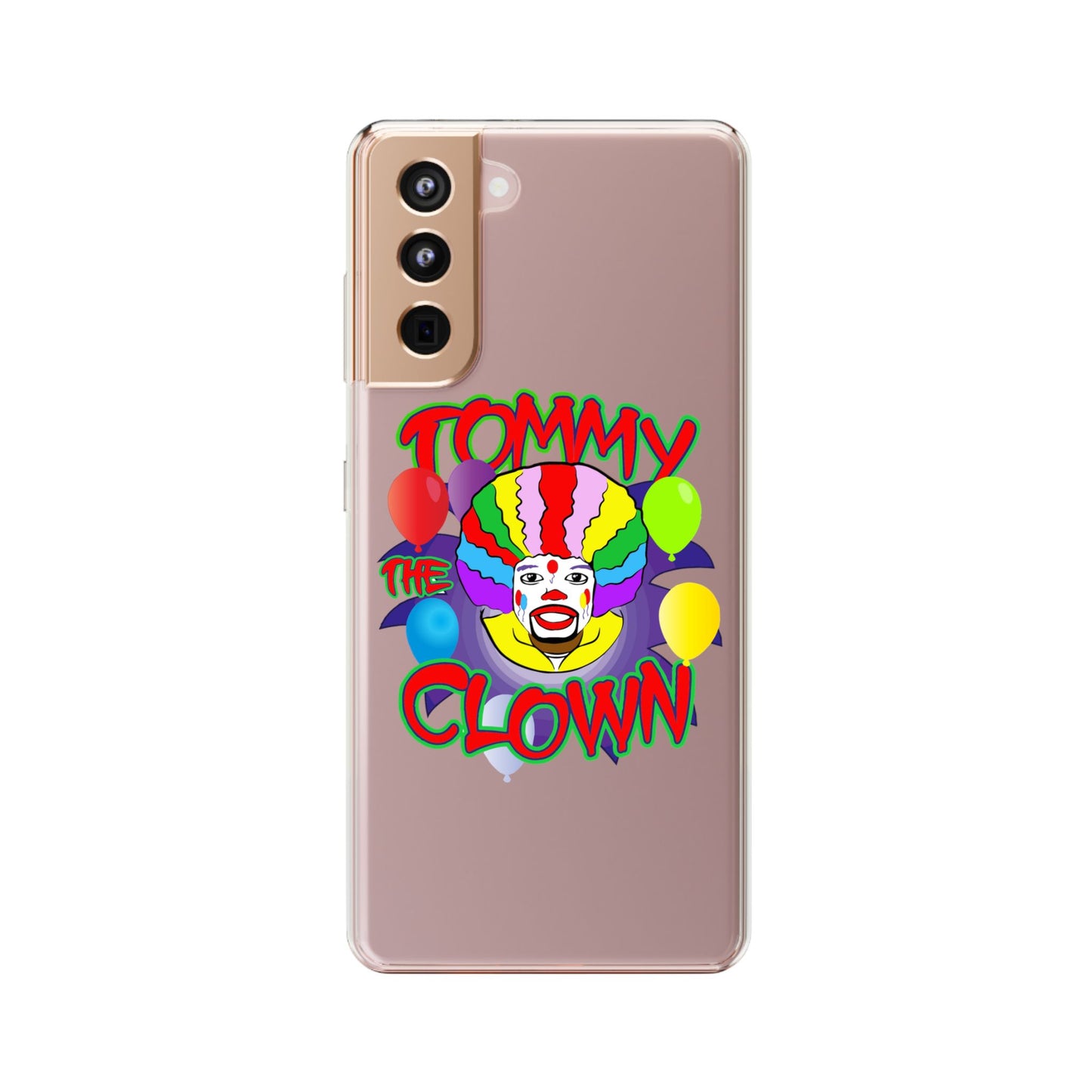 Colorful Clown Clear Phone Case - Tommy the Clown Design