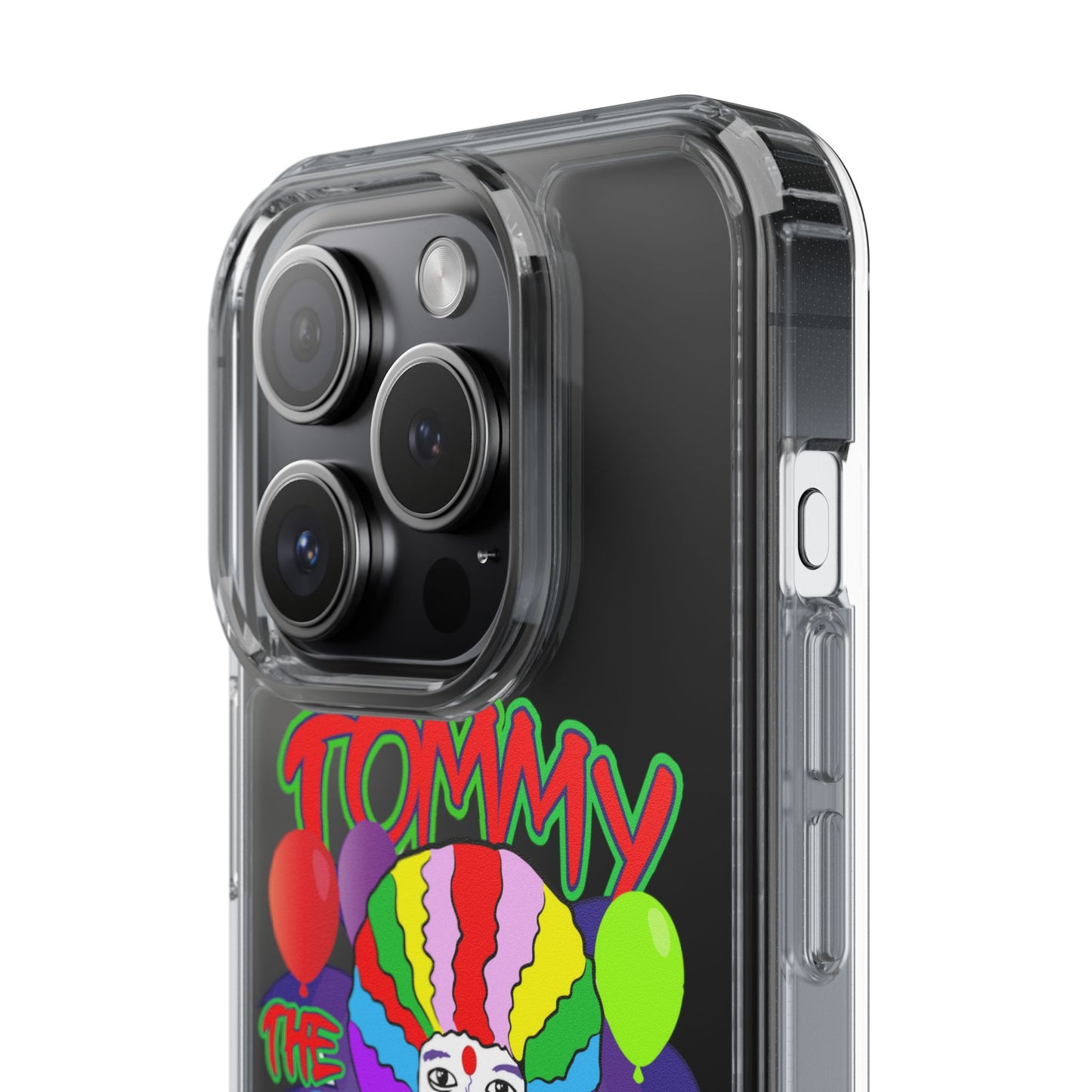 Colorful Clown Clear Phone Case - Tommy the Clown Design