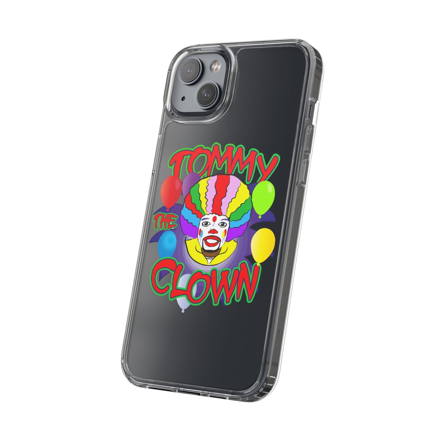 Colorful Clown Clear Phone Case - Tommy the Clown Design
