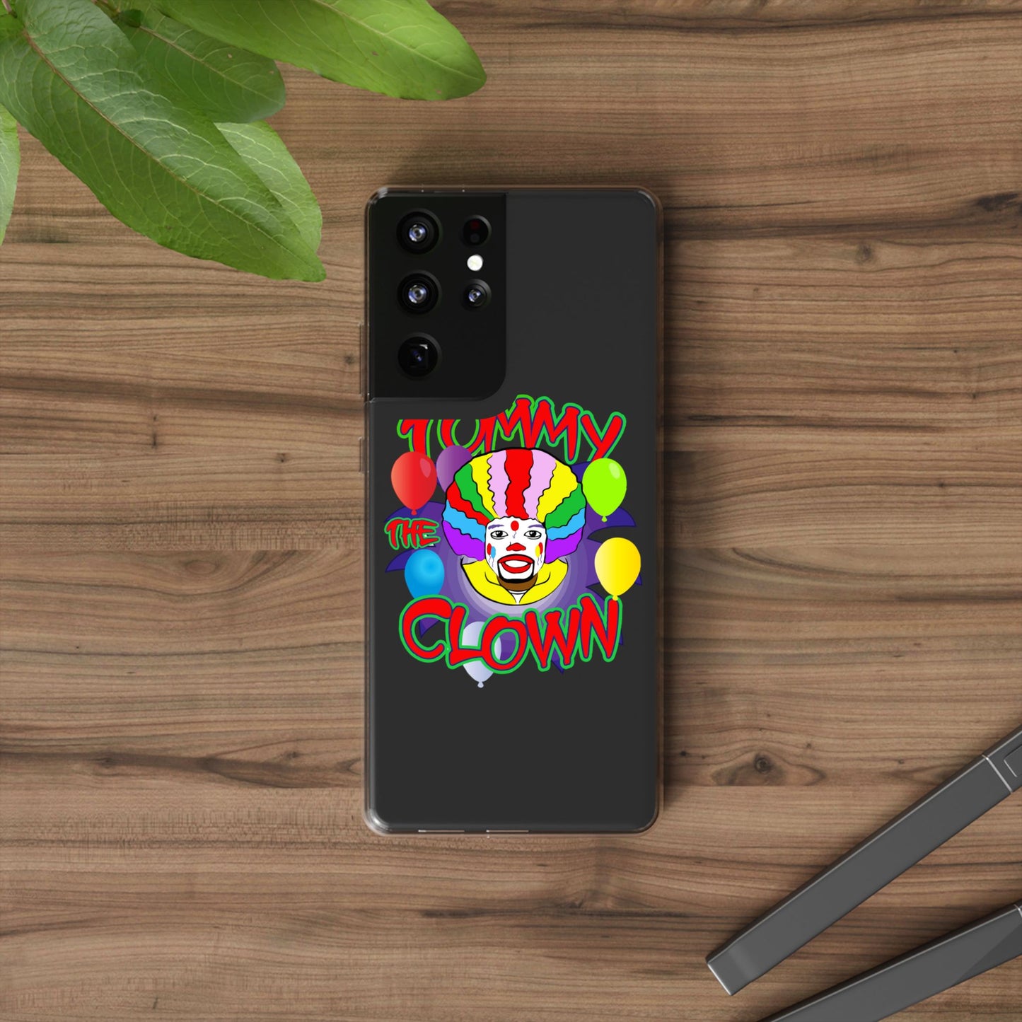 Colorful Clown Clear Phone Case - Tommy the Clown Design