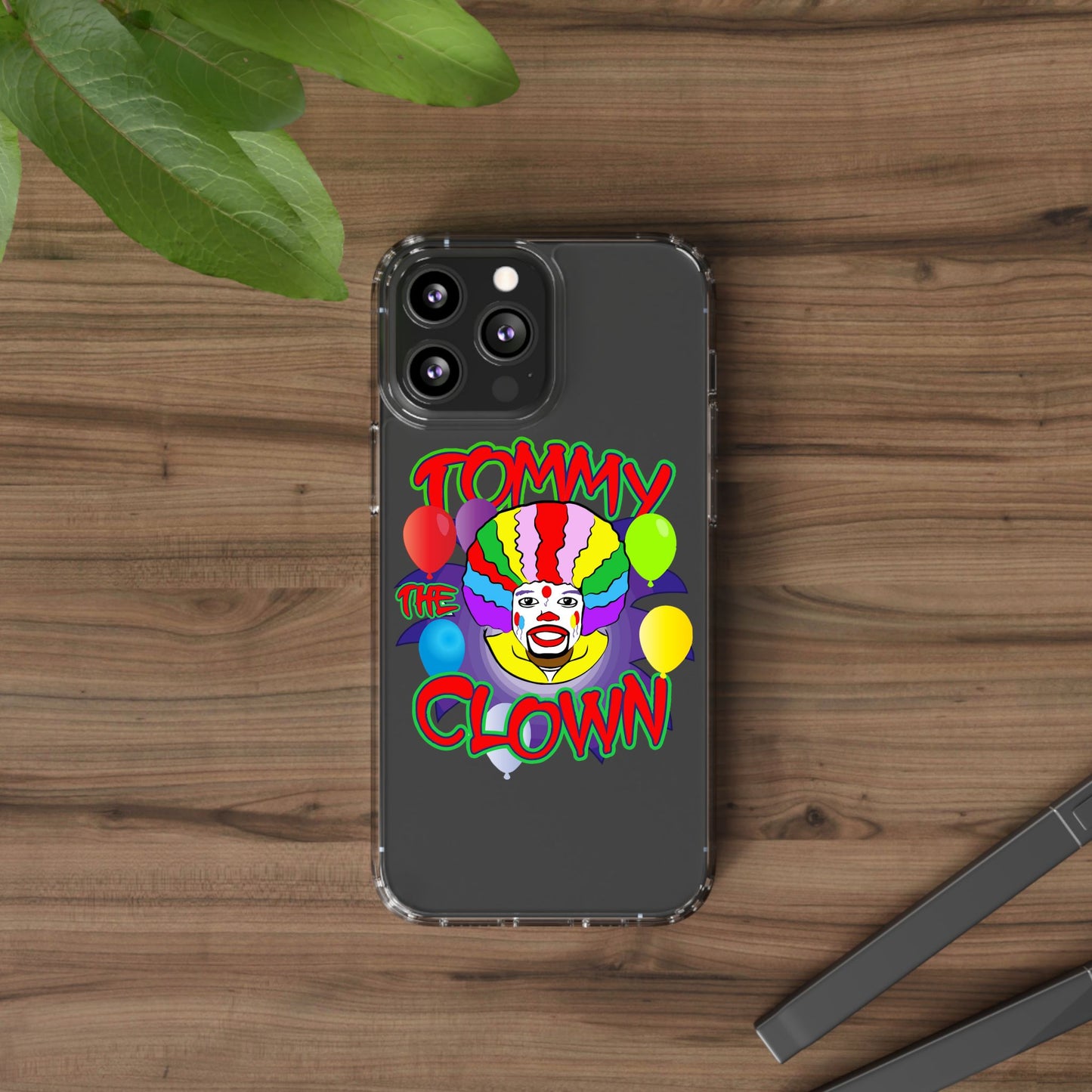 Colorful Clown Clear Phone Case - Tommy the Clown Design