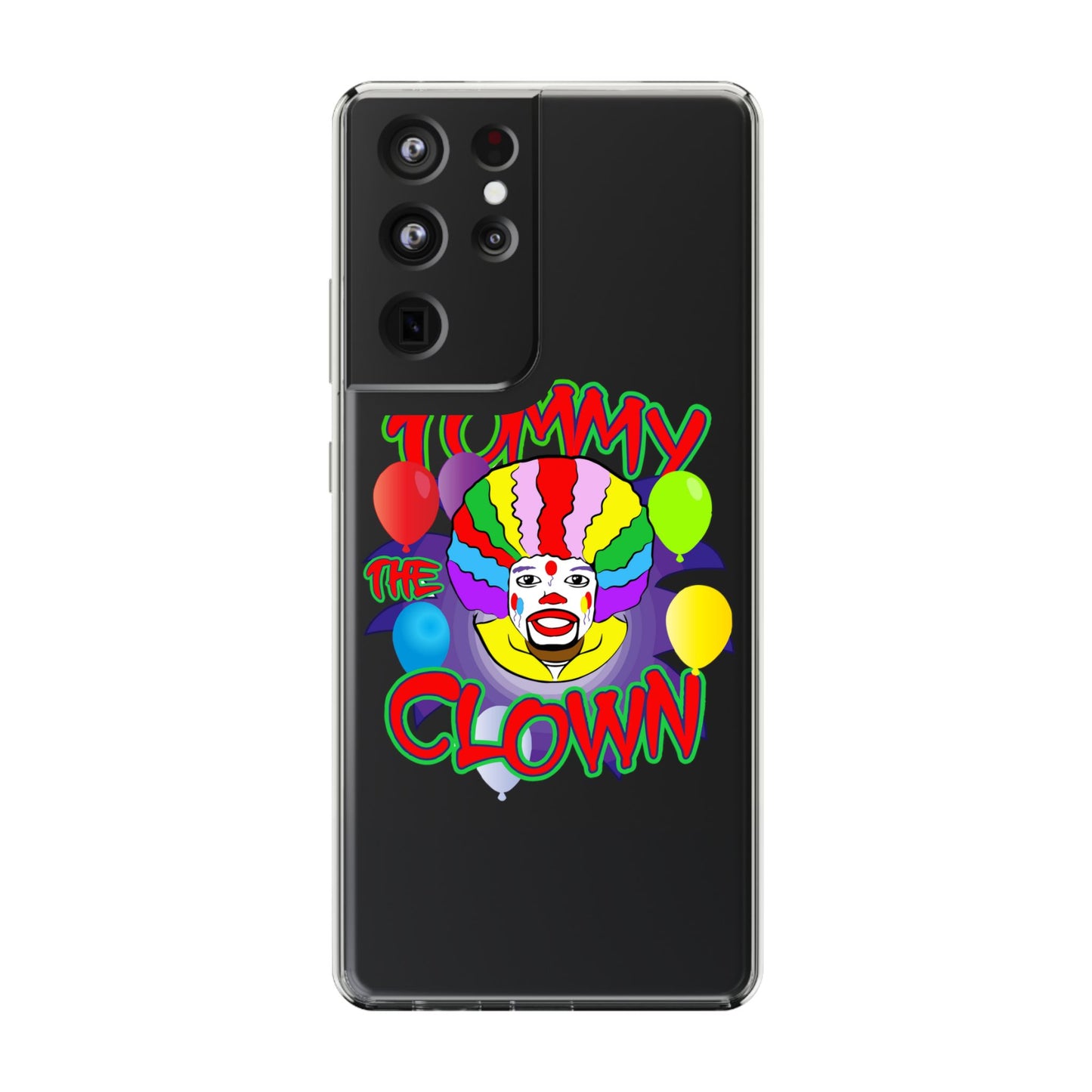 Colorful Clown Clear Phone Case - Tommy the Clown Design