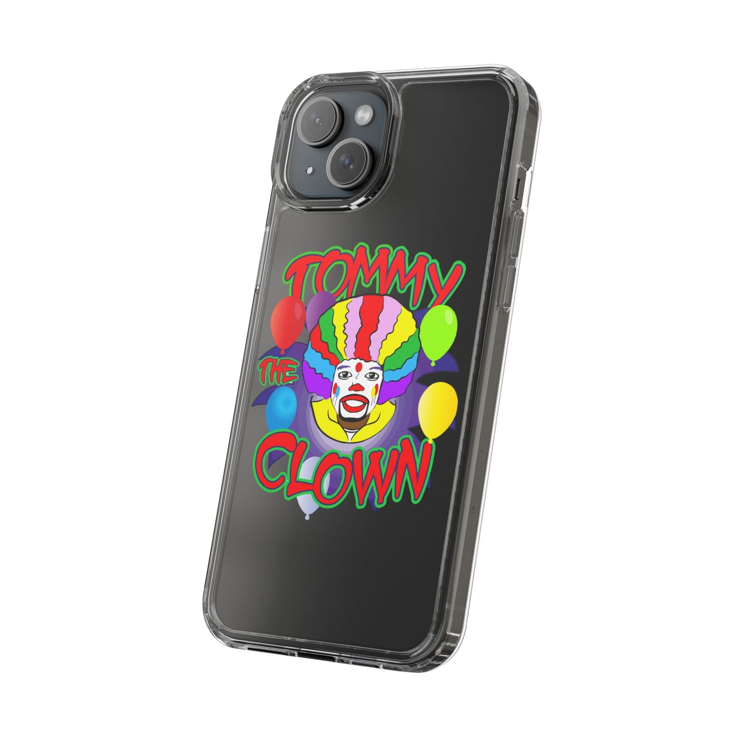 Colorful Clown Clear Phone Case - Tommy the Clown Design