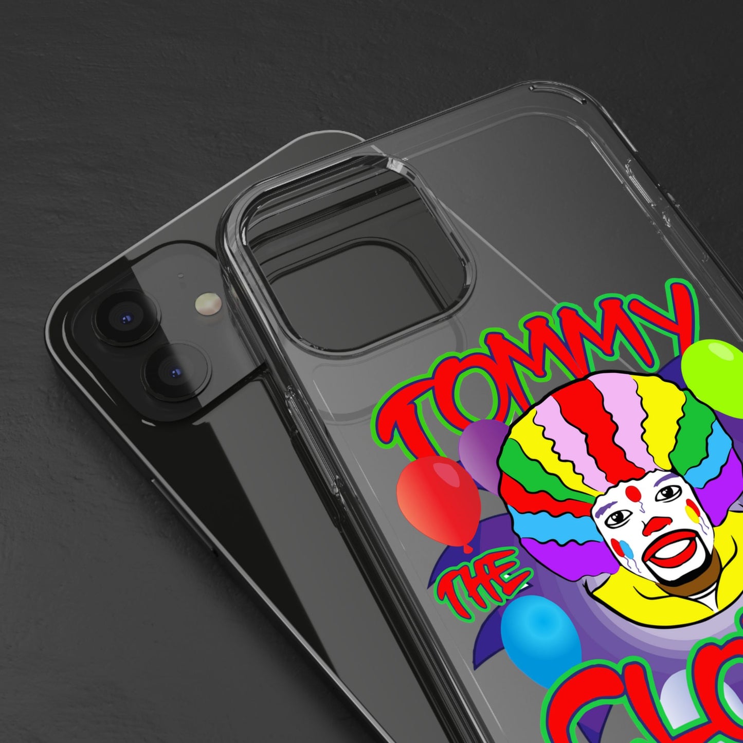 Colorful Clown Clear Phone Case - Tommy the Clown Design