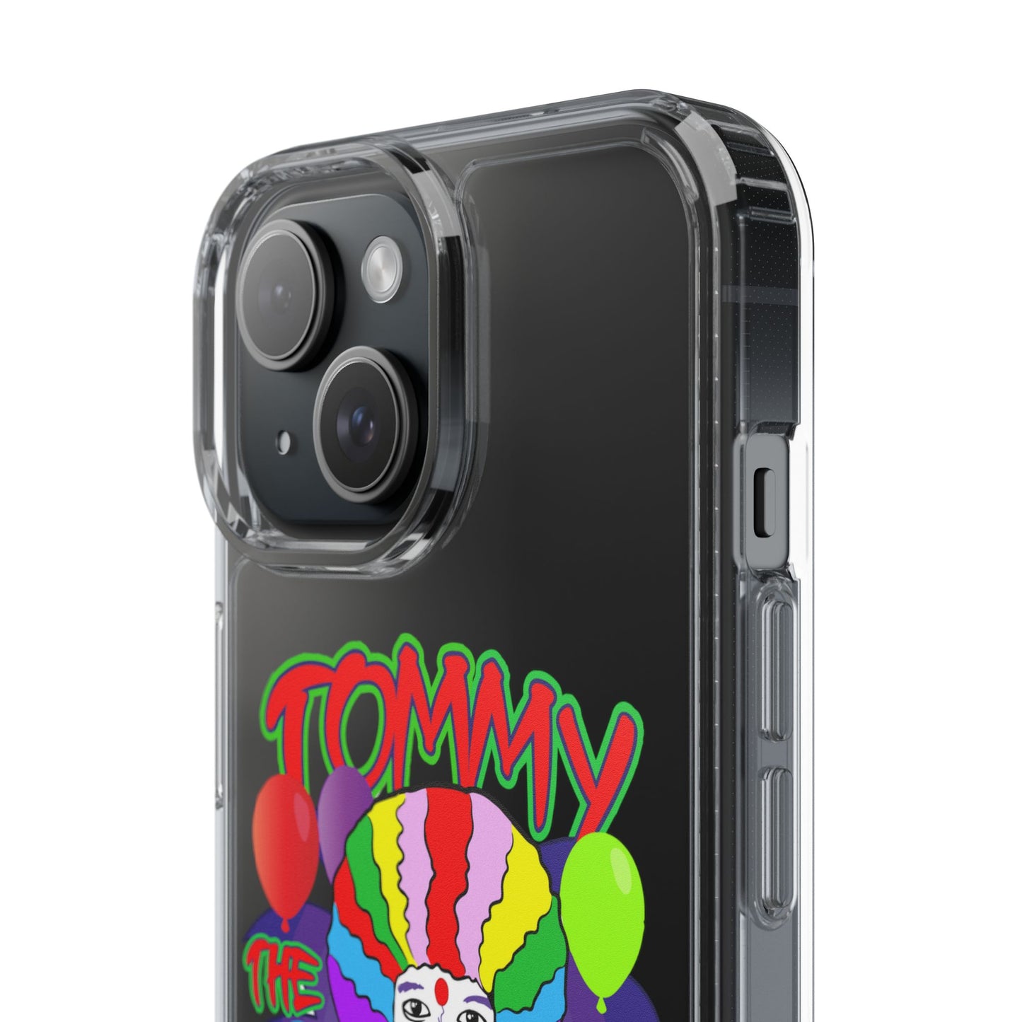 Colorful Clown Clear Phone Case - Tommy the Clown Design