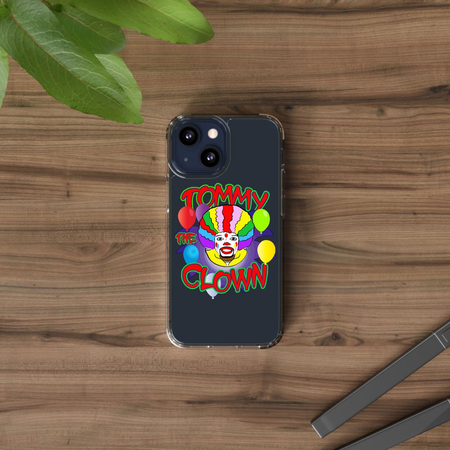 Colorful Clown Clear Phone Case - Tommy the Clown Design