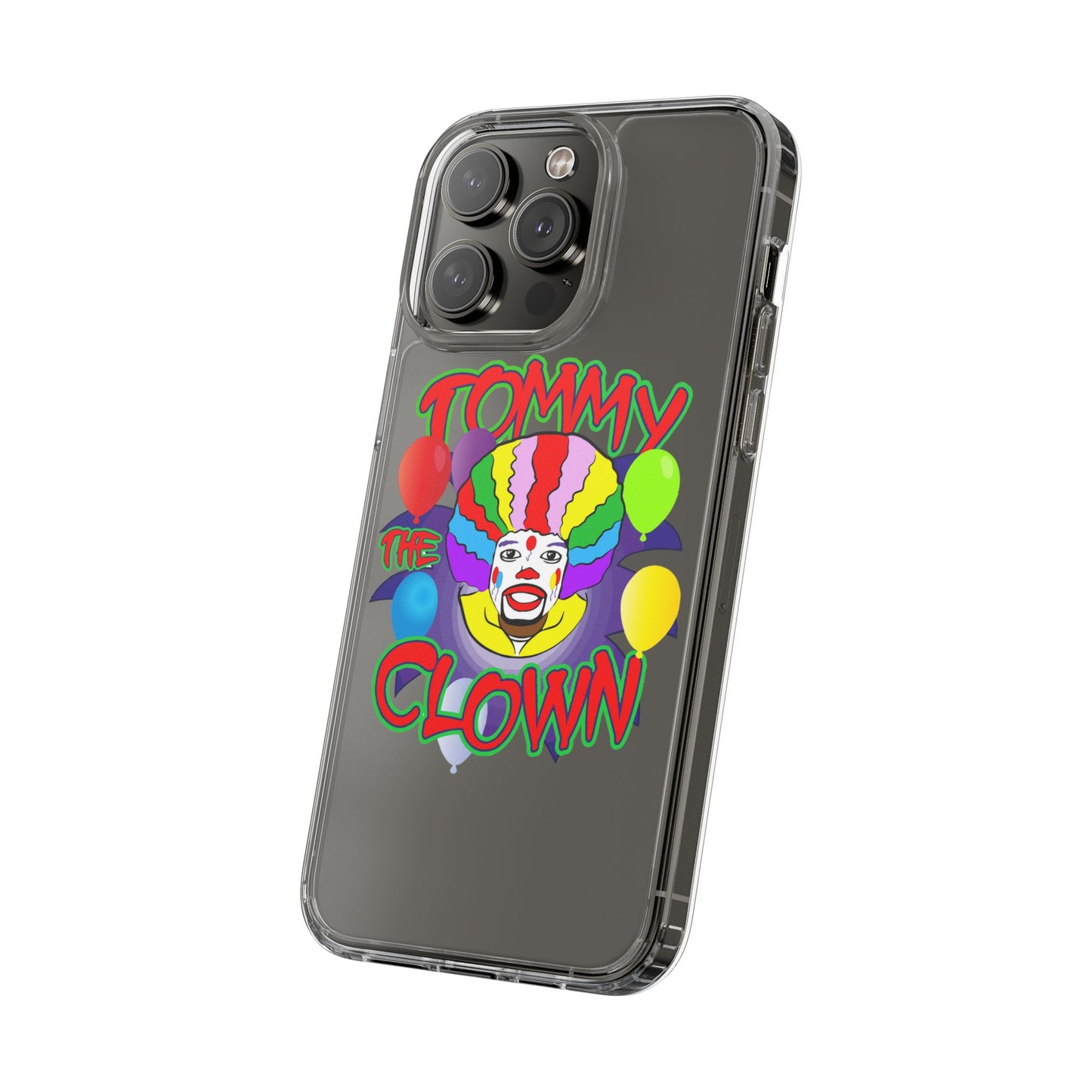 Colorful Clown Clear Phone Case - Tommy the Clown Design