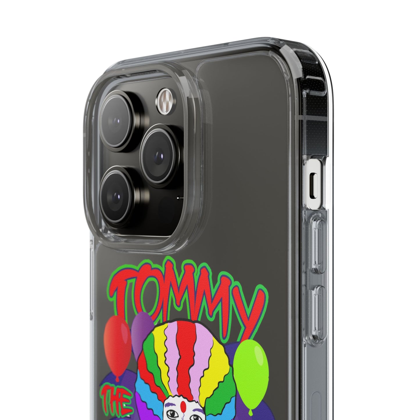 Colorful Clown Clear Phone Case - Tommy the Clown Design