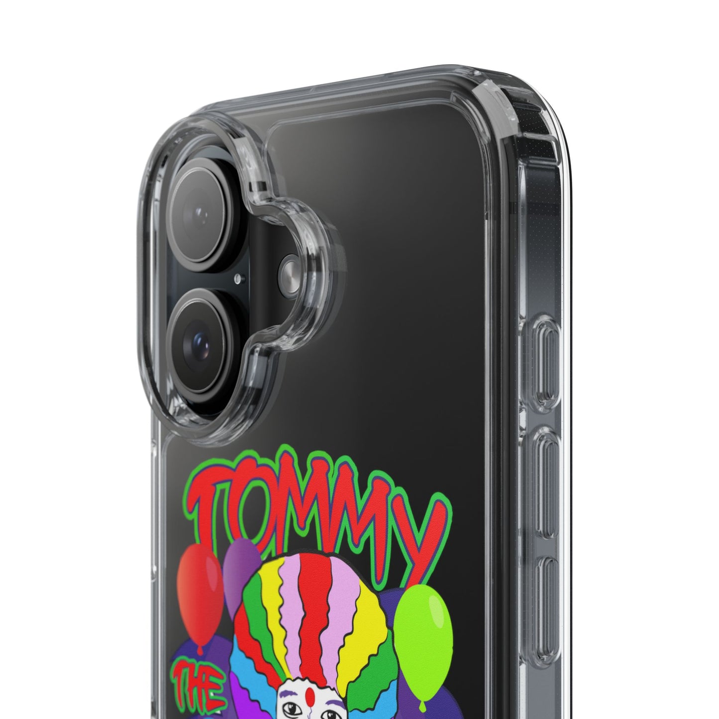 Colorful Clown Clear Phone Case - Tommy the Clown Design