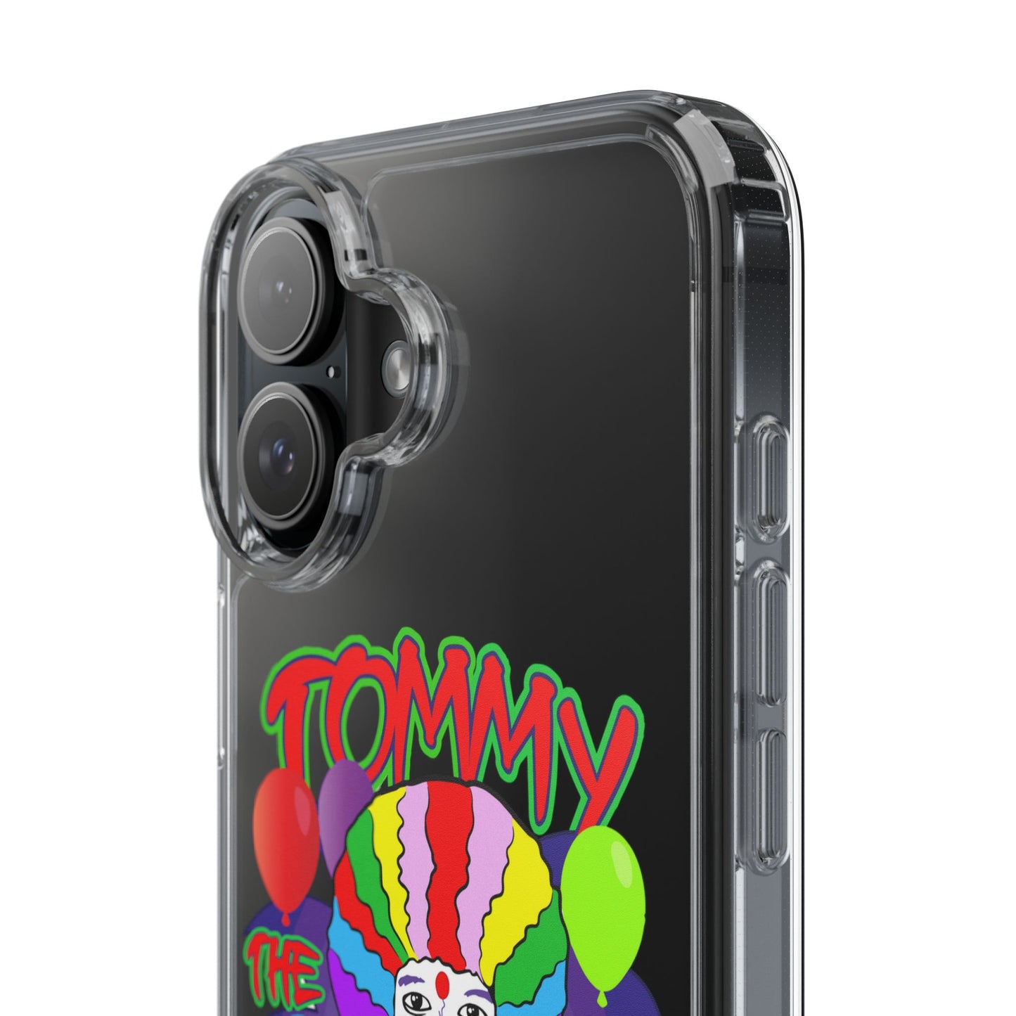 Colorful Clown Clear Phone Case - Tommy the Clown Design