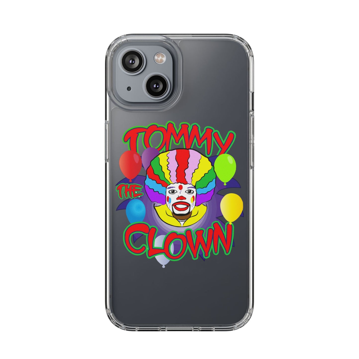 Colorful Clown Clear Phone Case - Tommy the Clown Design