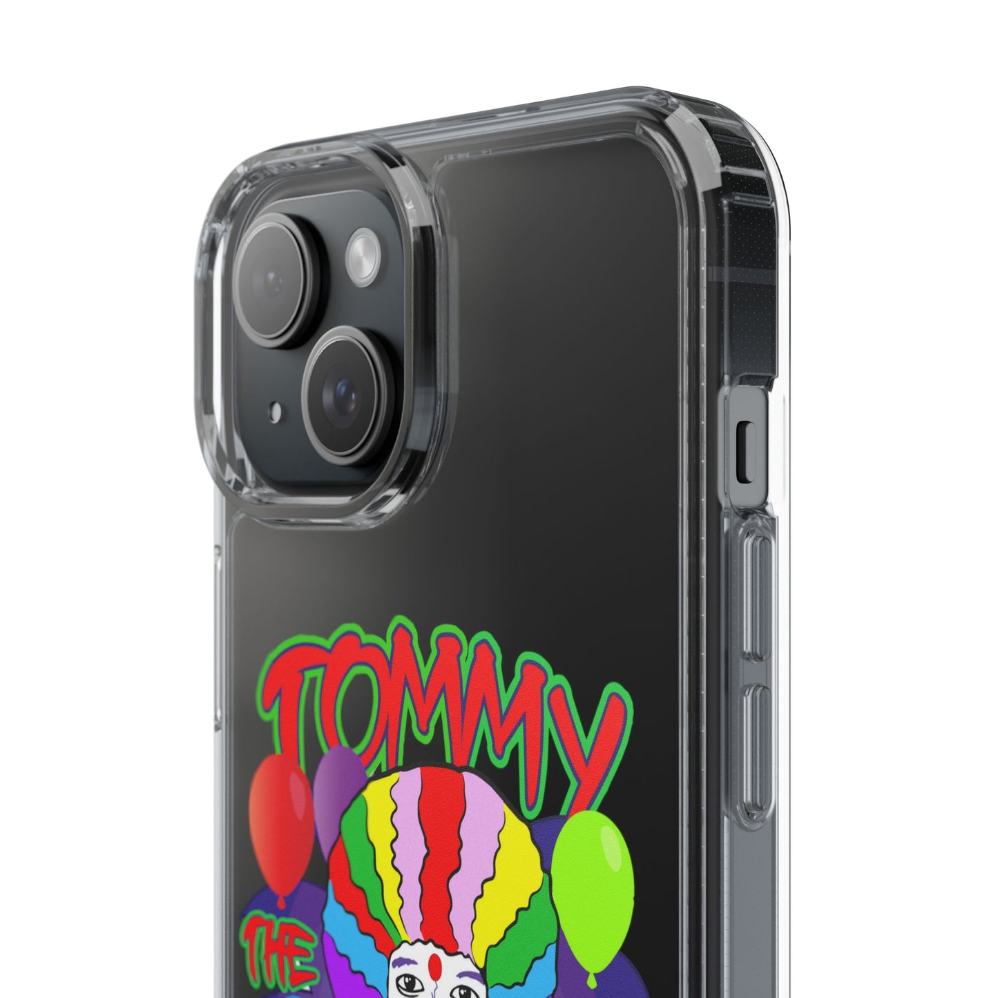 Colorful Clown Clear Phone Case - Tommy the Clown Design