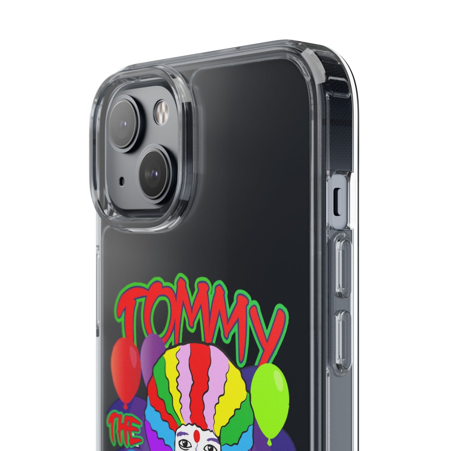 Colorful Clown Clear Phone Case - Tommy the Clown Design