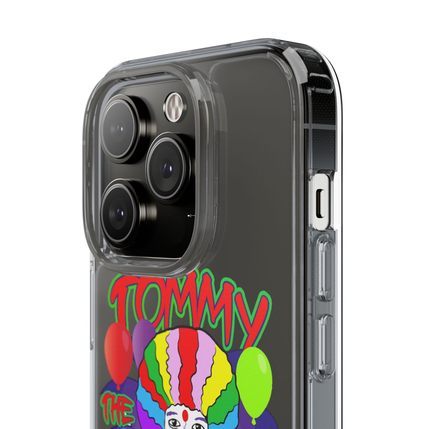 Colorful Clown Clear Phone Case - Tommy the Clown Design