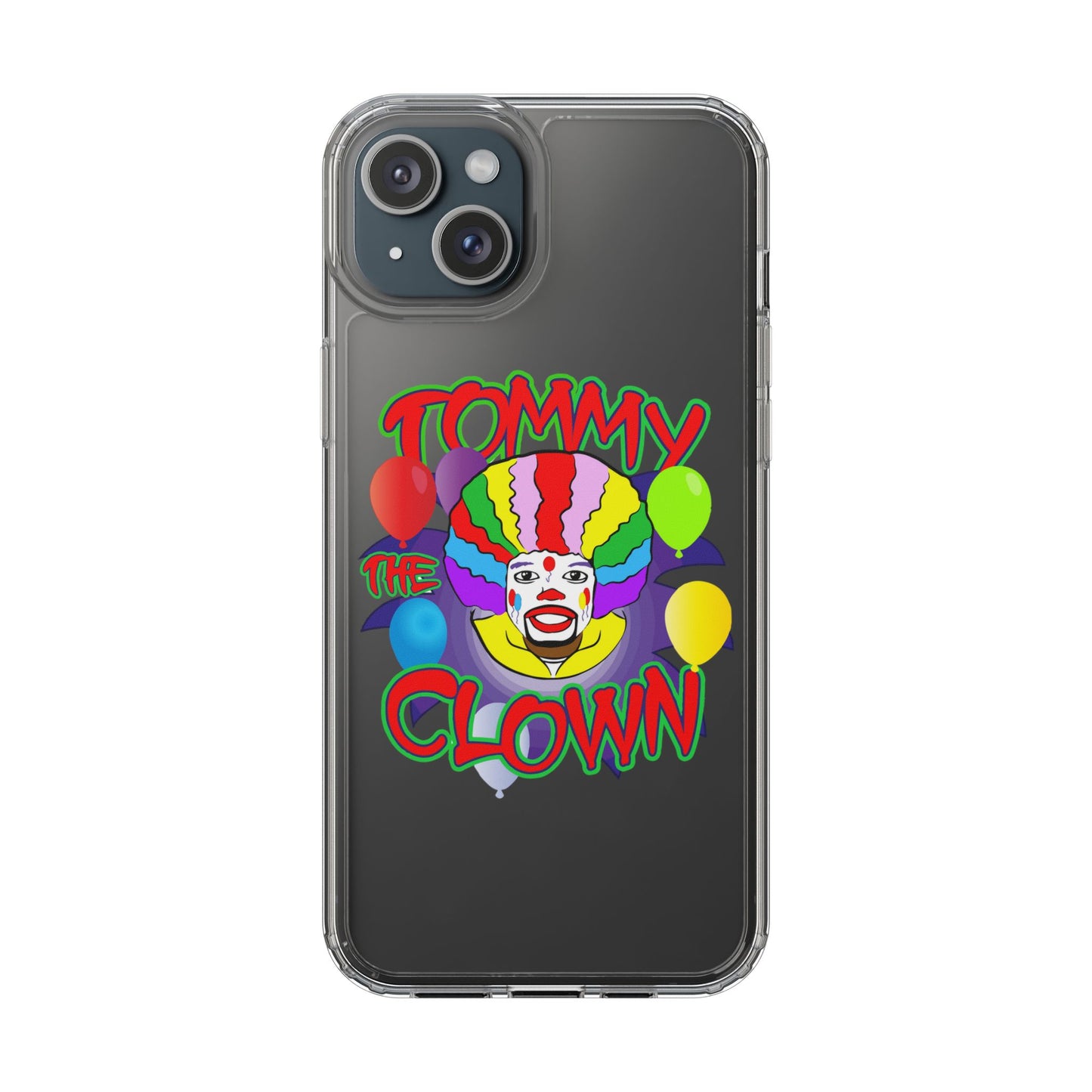Colorful Clown Clear Phone Case - Tommy the Clown Design